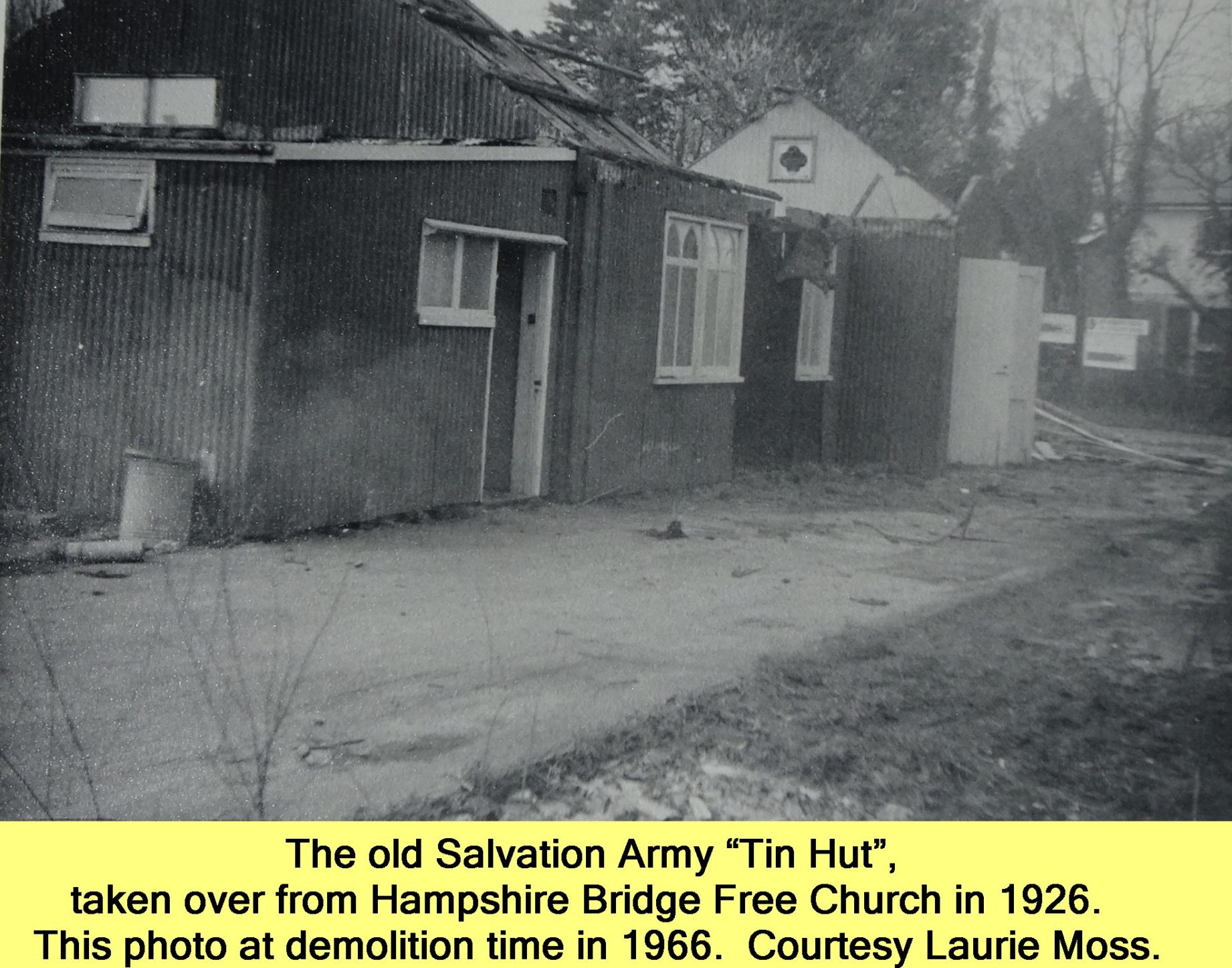 WESTBOURNE HISTORY PHOTO, SALVATION ARMY, BAND, TIN HUT, 1966. FREE CHURCH, LAURIE MOSS, DEMOLISHED