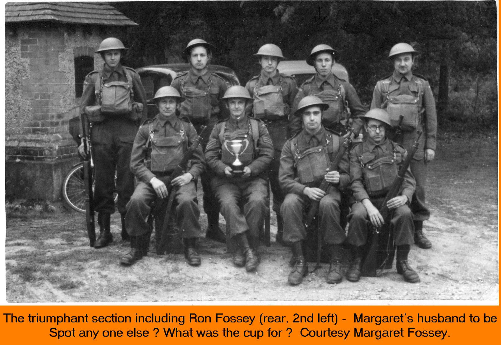 Margarets husband 2b Ron Fossey c 1942 rear 2nd leftfront with rifle