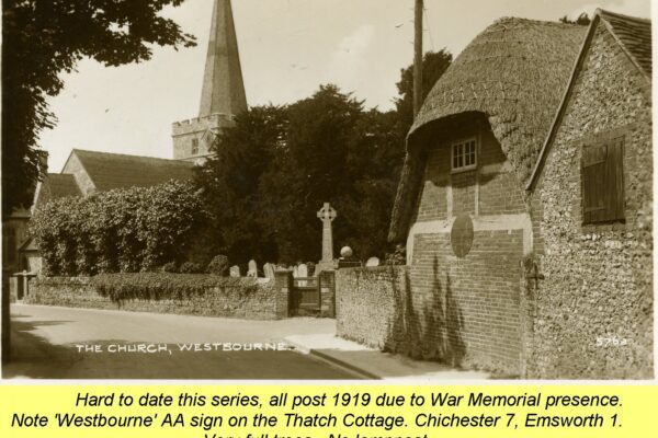 WESTBOURNE HISTORY PHOTO, CHURCH, St. JOHN, YEW, INTERIOR, SCREEN, MEMORIAL, THATCH COTTAGE